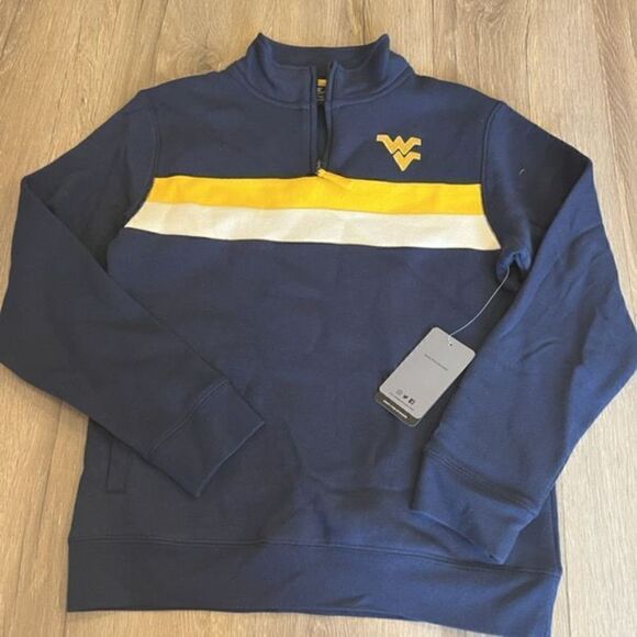 NWT West Virginia Mountaineers 1/4 zip Youth Sweater Sweatshirt size M - Picture 1 of 5